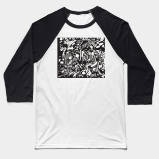 black and white tree pattern Baseball T-Shirt